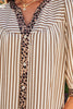 Khaki Stripe Square Button Leopard Trim Loose Bracelet Sleeve Shirt Dress by Wild and Free Boutique