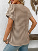 Striped Notched Short Sleeve T-Shirt