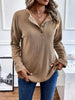 Ribbed Knit Button Detail Long Sleeve T-Shirt by Simply Love