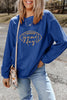 Dark Blue Rugby Game Day Embroidered Corduroy Sweatshirt by Wild and Free Boutique