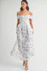 Floral Printed Off Shoulder Maxi Dress – Chic Off Shoulder Maxi Dress, Vibrant Floral Print, Beach Vacation Dress, Casual Summer Maxi Dress by Stevvex