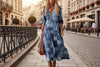 Women's Retro Chic 3D Print V-Neck Long-Sleeve A-Line Dress by FitiqueFit