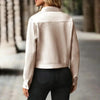 Faux Suede Cropped Jacket with Stand Collar — Vintage Short Coat / Fall Outwear by FitiqueFit