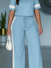 Women's Color-Block Contrast 2-Piece Outfit – Top & Pants Set by FitiqueFit