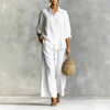 Cotton-Linen Shirt & Wide-Leg Pants Suit – 6 Colors, S–5XL by FitiqueFit