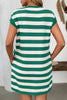 Simple Contrast Striped Round Neck Short Sleeve Mini Dress Casual & Comfortable Everyday Dress for Women by Stevvex