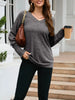 V-Neck Textured Knit Long Sleeve T-Shirt by Simply Love