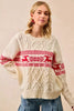 BiBi Christmas Theme Patterned Cable Knit Sweater by FitiqueFit