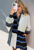 Full Size Striped Half Button Long Sleeve Mini Dress Trendy & Casual Everyday Wear by Stevvex