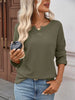 Striped Notched Long Sleeve T-Shirt by Simply Love