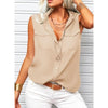 Women's Lapel Collar Sleeveless Top – Loose Fit, Pockets, Solid Color by FitiqueFit