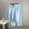 Solid Color Lapel Sweater Set for Women by FitiqueFit