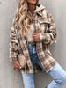 Vintage Retro Style Women Camel Plaid Button Up Jacket with Removable Hood Classic & Cozy Everyday Wear by Stevvex