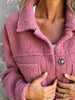 Comfortable Modern Women Full Size Fuzzy Button-Up Jacket with Drop Shoulder and Pockets by Stevvex