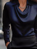 Full Size Satin Cowl Neck Long Sleeve Blouse Plus Size by Wild and Free Boutique