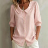 Striped V-Neck Top – Three-Quarter Sleeve Casual Shirt by FitiqueFit