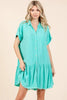 New Summer Linen Blend Button Down Shirt Mini Dress For Women – Fluttering, Casual, Timeless and Versatile Wardrobe Staple by Stevvex