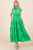 New Button Up Collared Tiered Maxi Shirt Dress For Women – Fluttering, Elegant, Trendy and Versatile for Any Occasion by Stevvex