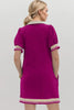 Trendy Contrast Short Sleeve Mini Dress Soft & Comfortable Casual Dress for Women by Stevvex