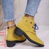 Women's Chunky Heel Pointed-Toe Lace-Up Ankle Boots by FitiqueFit