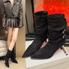Pointed Toe Suede Stiletto Heel Ankle Boots Women by FitiqueFit