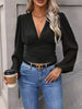 V-Neck Ruched Long Sleeve Blouse by Wild and Free Boutique