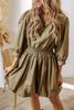 Elegant Green Sleeve Mini Dress Timeless Smocked Design Vintage Dress For Women by Stevvex