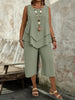 Casual Solid-Colored Sleeveless Top And Cropped Pants Two-Piece Set by FitiqueFit