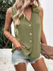 Women's Solid-Color Sleeveless Loose Vest Top – Button Detail by FitiqueFit