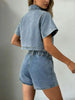 Short Sleeve Cropped Top and Skort Denim Set by Wild and Free Boutique