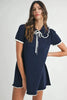 Ruffle Trimmed Collar Fine Knit Mini Dress For Women – Ruffle Mini Dress, Fine Knit Dress, Collar Dress, Feminine Mini Dress, Chic Knit Dress by Stevvex