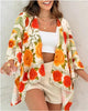 Women’s Printed Cardigan Top with Drop Shoulder Sleeves by FitiqueFit