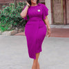 Women's Summer New Solid Color High Waist Temperament Commuter Ruffle Sleeve Dress
