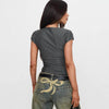 Women's Retro Square-neck Short-sleeve Top With Double Zippers by My Store