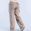 Women's Loose-Fit Casual Pants with Pockets – Solid Color Two-Tone Label by FitiqueFit