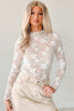 Apricot Pink Mock Neck Floral Lace Mesh Long Sleeve Top by Wild and Free Boutique