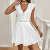 Women’s V‑Neck Short‑Sleeve Dress with Lace Trim by FitiqueFit