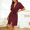 Women's Short-Sleeve Jacquard Loungewear Bathrobe by FitiqueFit