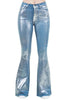 High Rise Metallic Blue Bell Bottom -33" Inseam by Neon Spur