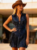 Women's Suede Western Tassel Sleeveless Slim-Fit Midi Dress by FitiqueFit