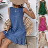 Women's Ruffle Lace-Up Mini Dress – Short Sleeve Loose Beach Dress by FitiqueFit