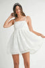 Eyelet Lace Babydoll Mini Cami Dress – Feminine Eyelet Lace Dress, Fluttering, Bohemian Babydoll Silhouette, Breezy Summer Dress, Casual Day Out Dress by Stevvex
