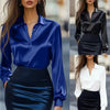 Women’s V‑Neck Business Casual Blouse – Relaxed Fit Long Sleeve Shirt by FitiqueFit