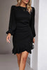 Elegant Black Ruffled Balloon Sleeve Mini Dress Luxury & Playful Statement Piece Simple Dress by Stevvex