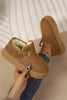 Coffee Buckle Detail Round Toe Platform Cozy Winter Boots by Wild and Free Boutique