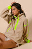 BiBi Contrast Edge Half Zip Up Sherpa Jacket by FitiqueFit