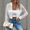 Women's Elegant Lace Short Zip-Up Long Sleeve Jacket Spring Fall Top by FitiqueFit