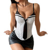 Fishtail-waist Striped Vest With Tie-up Top by My Store