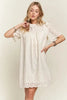 Ruffled Eyelet Round Neck Summer Dress For Women – Elegant Feminine Eyelet Dress with Ruffled Details for Garden Parties & Special Occasions by Stevvex