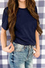 Round Neck Rolled Sleeve T-Shirt by Simply Love